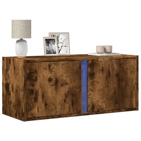 Wall-mounted TV unit with smoked oak finish and LED lights 80x31x35 cm by , TV Furniture - Ref: Foro24-852261, Price: 56,99 €...