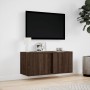 Wall-mounted TV stand with LED lights in brown oak, 80x31x35 cm. by , TV Furniture - Ref: Foro24-852263, Price: 58,62 €, Disc...