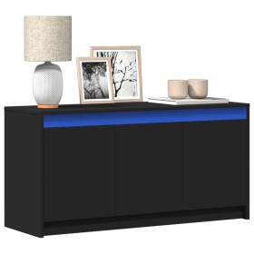 TV stand with LED lights, engineered wood, black, 100x34x50 cm by , TV Furniture - Ref: Foro24-852209, Price: 88,94 €, Discou...