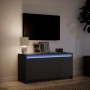 TV stand with LED lights, engineered wood, black, 100x34x50 cm by , TV Furniture - Ref: Foro24-852209, Price: 88,94 €, Discou...