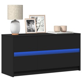 TV stand with LED lights, engineered wood, black, 100x34x50 cm by , TV Furniture - Ref: Foro24-852216, Price: 116,75 €, Disco...