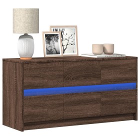 LED TV stand in brown oak engineered wood, 100x34x50 cm by , TV Furniture - Ref: Foro24-852221, Price: 116,99 €, Discount: %