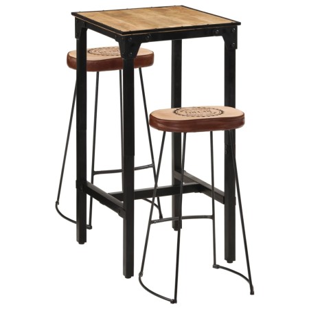 High table set and 3-piece solid mango wood and metal stools by , Furniture sets for kitchens and dining rooms - Ref: Foro24-...