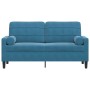 Zweiplätziges Sofa mit blauen Samtkissen, 140 cm. von , Sofas - Ref: Foro24-3278228, Preis: 258,03 €, Rabatt: %