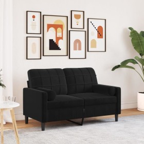 Zweiplätziges Sofa mit schwarzen Samtkissen, 120 cm. von , Sofas - Ref: Foro24-3278214, Preis: 270,65 €, Rabatt: %