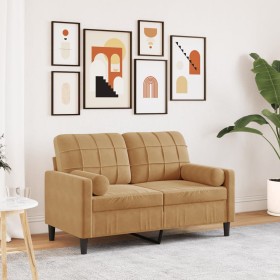 Zweiplätziges Sofa mit braunen Samtkissen, 120 cm. von , Sofas - Ref: Foro24-3278216, Preis: 222,99 €, Rabatt: %