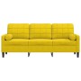 Sofá de 3 plazas con cojines terciopelo amarillo 180 cm de , Sofás - Ref: Foro24-3278235, Precio: 284,97 €, Descuento: %