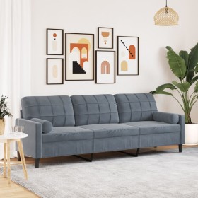 Dreisitzer-Sofa mit dunkelgrauen Samtkissen, 210 cm. von , Sofas - Ref: Foro24-3278240, Preis: 357,63 €, Rabatt: %