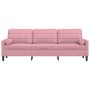 Sofá de 3 plazas con cojines terciopelo rosa 210 cm de , Sofás - Ref: Foro24-3278242, Precio: 310,00 €, Descuento: %