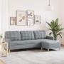 Dreisitzer-Sofa mit Hocker aus hellgrauem Stoff, 210 cm. von , Sofas - Ref: Foro24-3278249, Preis: 327,09 €, Rabatt: %