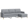 Sofá de 3 plazas con taburete de tela gris claro 210 cm de , Sofás - Ref: Foro24-3278249, Precio: 327,09 €, Descuento: %