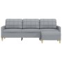 Sofá de 3 plazas con taburete de tela gris claro 210 cm de , Sofás - Ref: Foro24-3278249, Precio: 327,09 €, Descuento: %