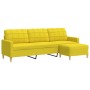 Dreisitzer-Sofa mit Hocker aus hellem gelbem Stoff, 210 cm. von , Sofas - Ref: Foro24-3278254, Preis: 331,38 €, Rabatt: %