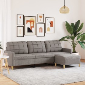 Sofá de 3 plazas con taburete de tela gris taupe 210 cm de , Sofás - Ref: Foro24-3278256, Precio: 359,61 €, Descuento: %