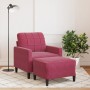 Sessel mit Hocker aus bordeauxrotem Samt, 60 cm. von , Sofas - Ref: Foro24-3278261, Preis: 200,99 €, Rabatt: %