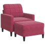 Sillón con taburete terciopelo rojo tinto 60 cm de , Sofás - Ref: Foro24-3278261, Precio: 201,32 €, Descuento: %