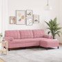 Sofá de 3 plazas con taburete de terciopelo rosa 210 cm de , Sofás - Ref: Foro24-3278280, Precio: 351,88 €, Descuento: %