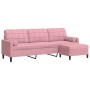 Sofá de 3 plazas con taburete de terciopelo rosa 210 cm de , Sofás - Ref: Foro24-3278280, Precio: 350,99 €, Descuento: %