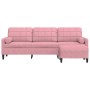 Dreisitzer-Sofa mit rosa Samt-Hocker, 210 cm. von , Sofas - Ref: Foro24-3278280, Preis: 351,88 €, Rabatt: %