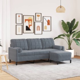 Dreisitzer-Sofa mit dunkelgrauem Samt-Hocker, 180 cm. von , Sofas - Ref: Foro24-3278268, Preis: 328,06 €, Rabatt: %