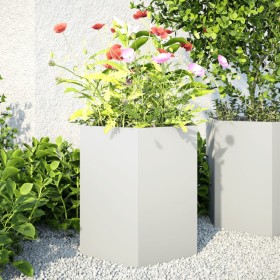 Hexagonal planters 2 units white steel 46x40x45 cm by , Pots and planters - Ref: Foro24-851111, Price: 75,99 €, Discount: %