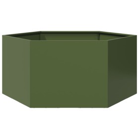 Jardinera hexagonal de acero verde oliva 104x90x45 cm de , Maceteros y jardineras - Ref: Foro24-851132, Precio: 78,99 €, Desc...