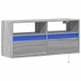 Wall-mounted TV stand with LED lights in Sonoma gray, 100x31x45 cm. by , TV Furniture - Ref: Foro24-852339, Price: 83,78 €, D...