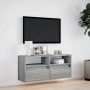 Wall-mounted TV stand with LED lights in Sonoma gray, 100x31x45 cm. by , TV Furniture - Ref: Foro24-852339, Price: 83,78 €, D...