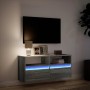 Wall-mounted TV stand with LED lights in Sonoma gray, 100x31x45 cm. by , TV Furniture - Ref: Foro24-852339, Price: 83,78 €, D...