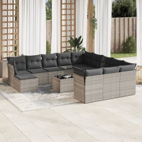 Set of garden sofas with 13 pieces of gray synthetic rattan cushions by , Garden sets - Ref: Foro24-3218642, Price: 949,31 €,...