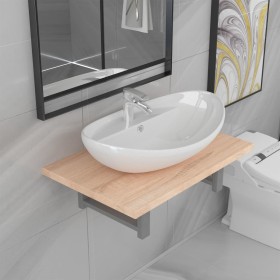 Conjunto de muebles de baño 2 piezas cerámica roble de , Muebles de baño - Ref: Foro24-279329, Precio: 107,84 €, Descuento: %