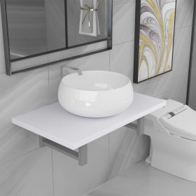 Set of 2-piece white ceramic bathroom furniture by , Bathroom furniture - Ref: Foro24-279343, Price: 90,70 €, Discount: %