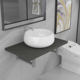 Set of 2-piece gray ceramic bathroom furniture by , Bathroom furniture - Ref: Foro24-279334, Price: 89,95 €, Discount: %