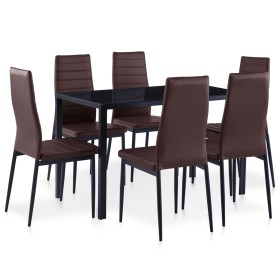 7-piece brown dining table and chairs set by , Furniture sets for kitchens and dining rooms - Ref: Foro24-281698, Price: 318,...