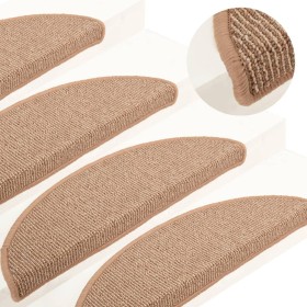 Stair tread carpets 15 units light brown 65x21x4 cm by , Stair mats - Ref: Foro24-149859, Price: 62,69 €, Discount: %