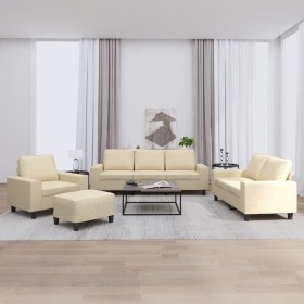 4-piece cream-colored fabric sofa set by , Sofas - Ref: Foro24-3201876, Price: 803,99 €, Discount: %