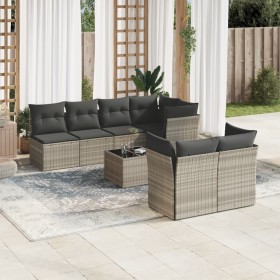 Garden sofa set 8 pieces and gray synthetic rattan cushions by , Garden sets - Ref: Foro24-3249141, Price: 616,99 €, Discount: %