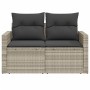 Garden sofa with cushions, 2 seats, light gray synthetic rattan by , Outdoor sofas - Ref: Foro24-366185, Price: 170,92 €, Dis...