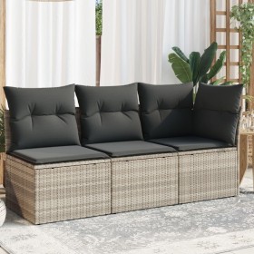 Garden sofa with cushions, 3 seats, light gray synthetic rattan by , Outdoor sofas - Ref: Foro24-366193, Price: 224,99 €, Dis...