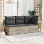 Garden sofa with cushions, 3 seats, light gray synthetic rattan by , Outdoor sofas - Ref: Foro24-366193, Price: 227,14 €, Dis...