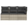 Garden sofa with cushions, 3 seats, light gray synthetic rattan by , Outdoor sofas - Ref: Foro24-366193, Price: 227,14 €, Dis...