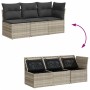 Garden sofa with cushions, 3 seats, light gray synthetic rattan by , Outdoor sofas - Ref: Foro24-366193, Price: 227,14 €, Dis...