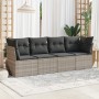 Garden sofa set 4 pieces with gray synthetic rattan cushions by , Garden sets - Ref: Foro24-3249071, Price: 320,76 €, Discoun...