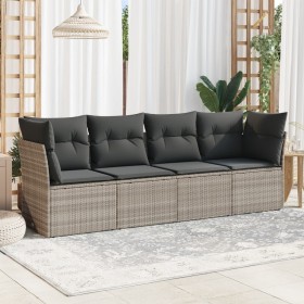 Garden sofa set 4 pieces with gray synthetic rattan cushions by , Garden sets - Ref: Foro24-3249071, Price: 321,99 €, Discoun...