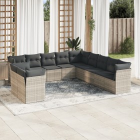 Garden sofa set 11 pieces and gray synthetic rattan cushions by , Garden sets - Ref: Foro24-3249721, Price: 843,99 €, Discoun...