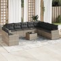 Gartensofagarnitur 11-teilig mit grauen Polstern aus synthetischem Rattan von , Modulare Sofas für den Außenbereich - Ref: Fo...