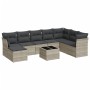 Set muebles jardín 9 pzas y cojines ratán sintético gris claro de , Conjuntos de jardín - Ref: Foro24-3249901, Precio: 644,06...