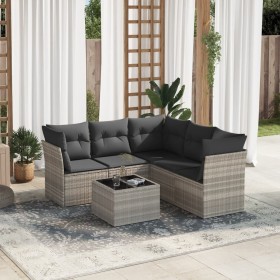 Gartensofagarnitur 6-teilig mit grauen Polstern aus synthetischem Rattan von , Gartensets - Ref: Foro24-3249471, Preis: 454,9...