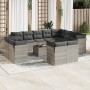 Set of garden sofas with 13 pieces of gray synthetic rattan cushions by , Garden sets - Ref: Foro24-3250381, Price: 1,00 €, D...