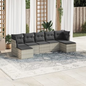 Garden sofa set 7 pieces with light gray PE rattan cushions by , Garden sets - Ref: Foro24-3249871, Price: 497,99 €, Discount: %